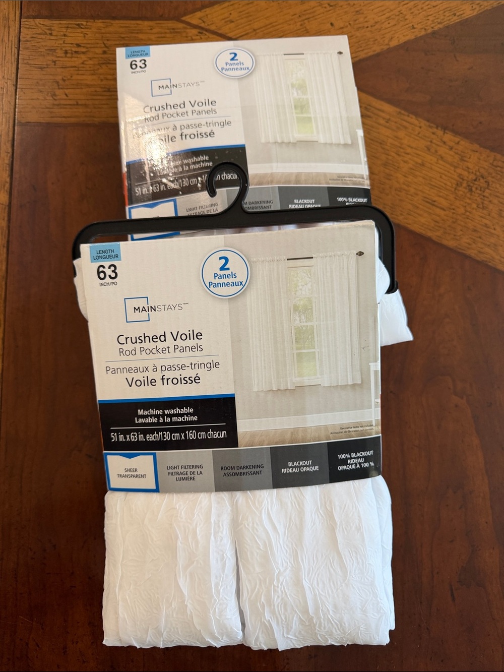 Mainstays White Crushed Voile Rod Pocket Curtain Panels 2 packages of 2
